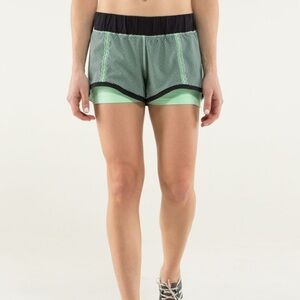 Lululemon In A Flash Short
Double Diamond Fresh Teal / Black Sz 10